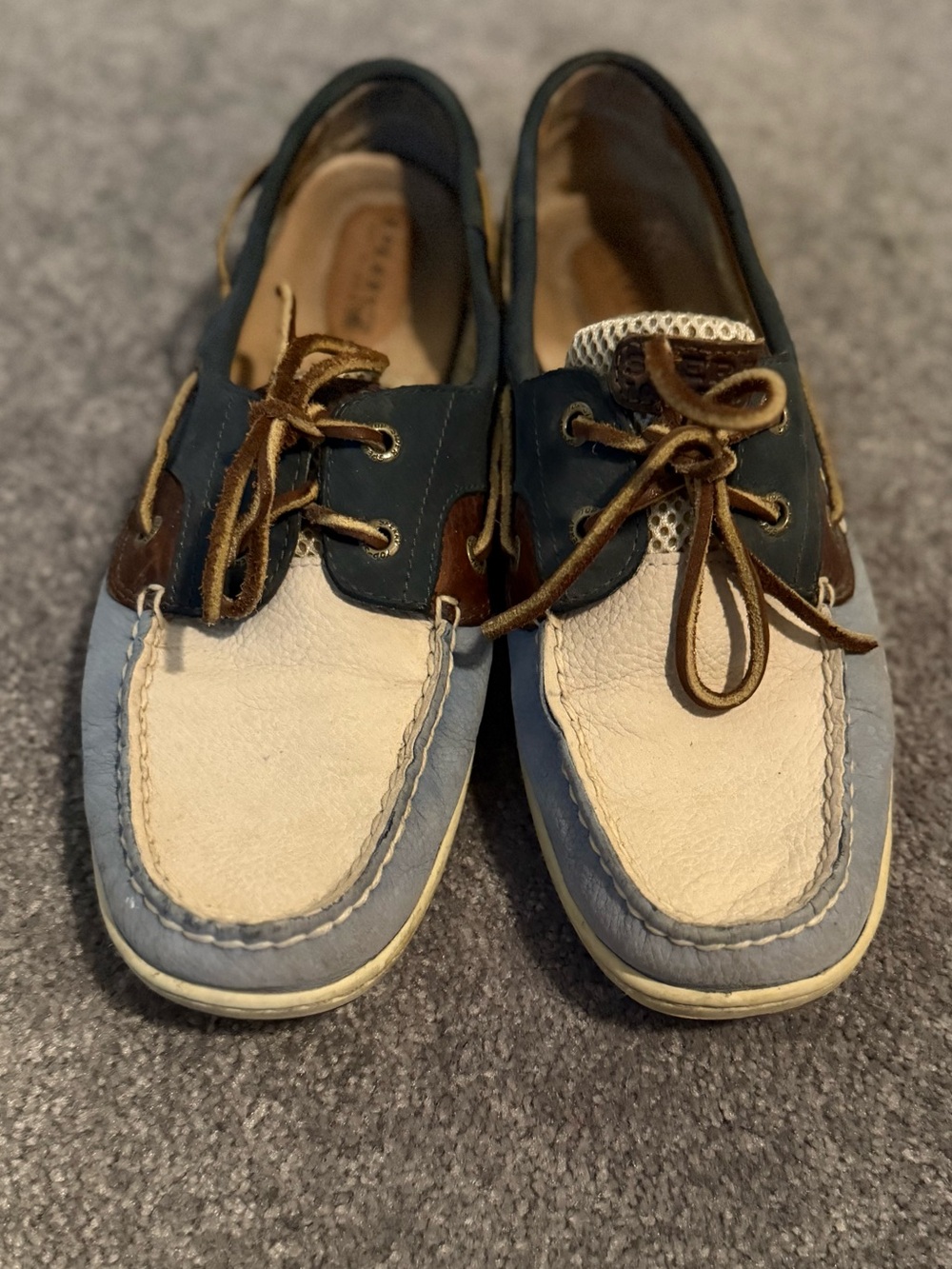 Sperry Women's Blue, Cream & Brown Leather Boat Shoes